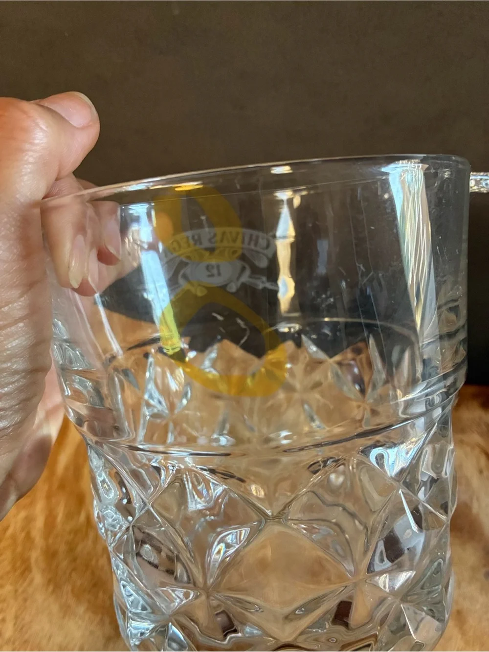 Chivas Regal Whisky Clear Glass Ice Bucket with Handles, Made in France, Small